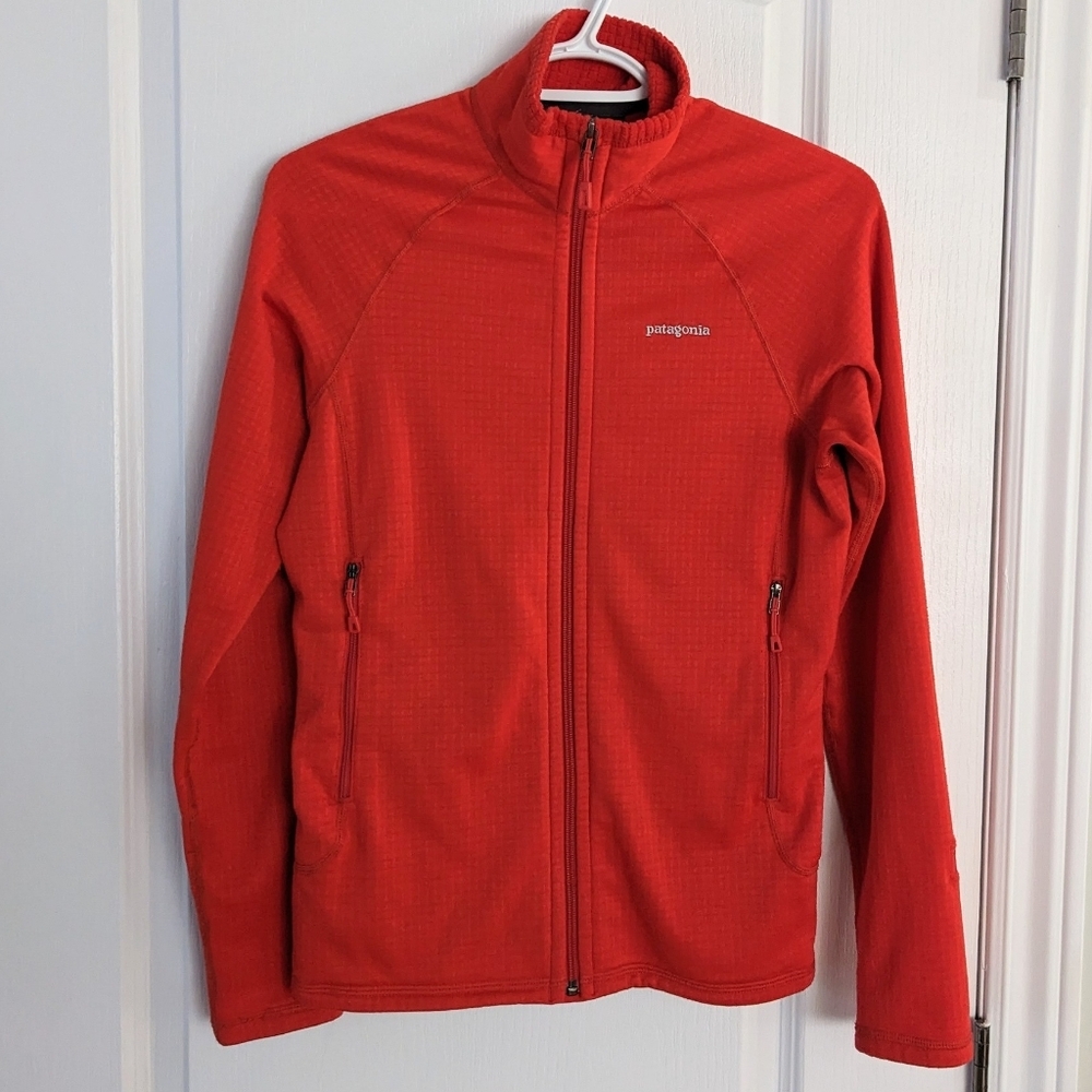 Patagonia polartec full zip red fleece pull shirt small